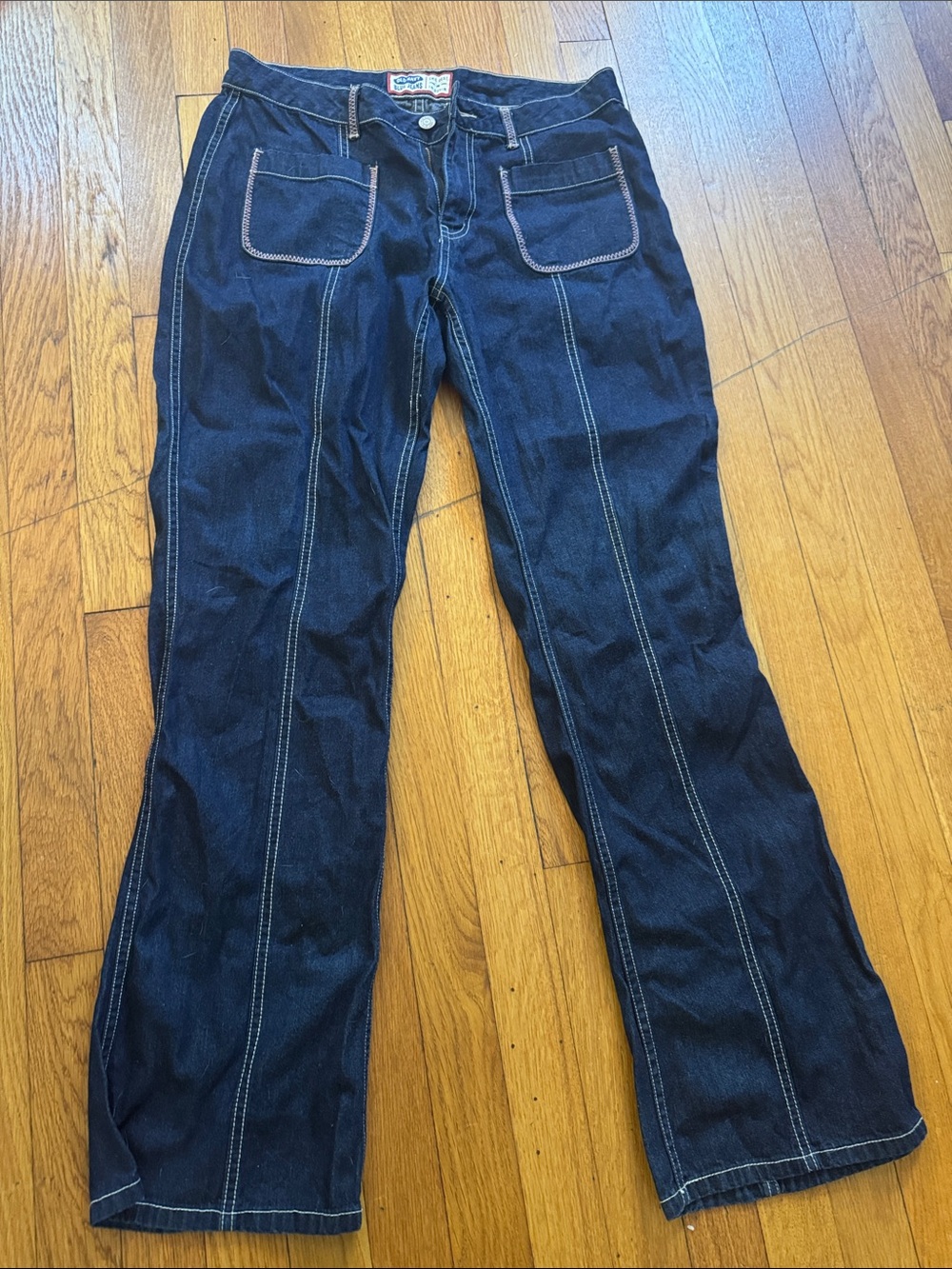 Old Navy Navy Blue Flare Jeans with Contrast Stitching